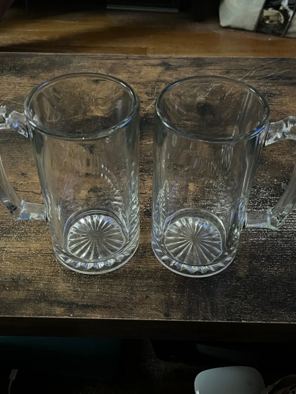 Libbey 5272 Clear Glass Sports Mugs with Sunburst Base (Set of 2)